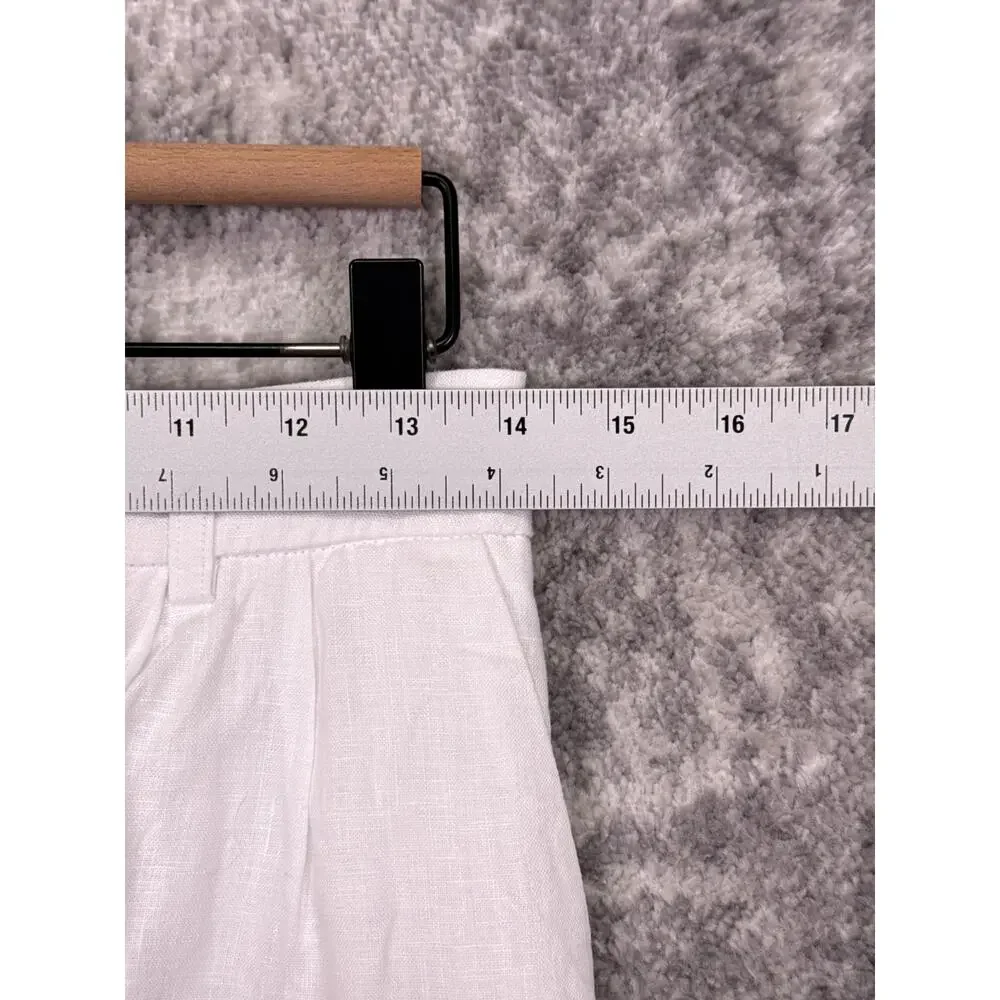 Quince 100% European Linen Pleated Trouser Pants 6 Womens White